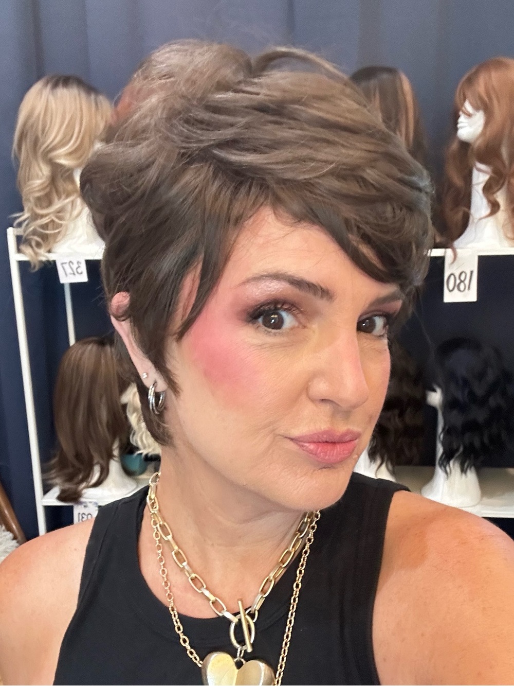 368 Brown Pixie Brown Solid Color Short Shag, Synthetic high volume FULL WIG